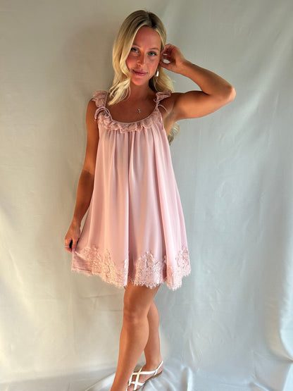 Beloved Lace-Trim Mini Dress