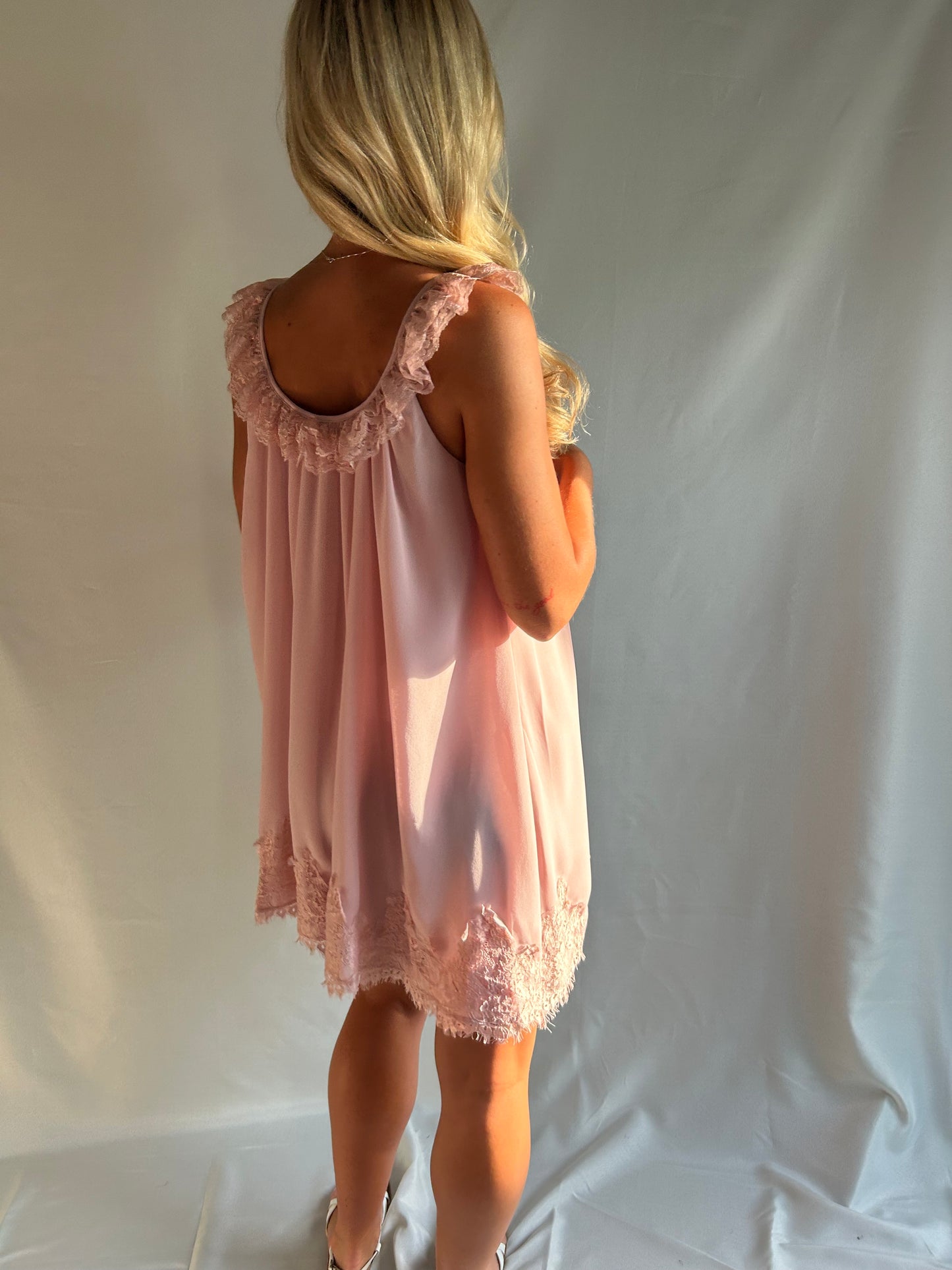 Beloved Lace-Trim Mini Dress