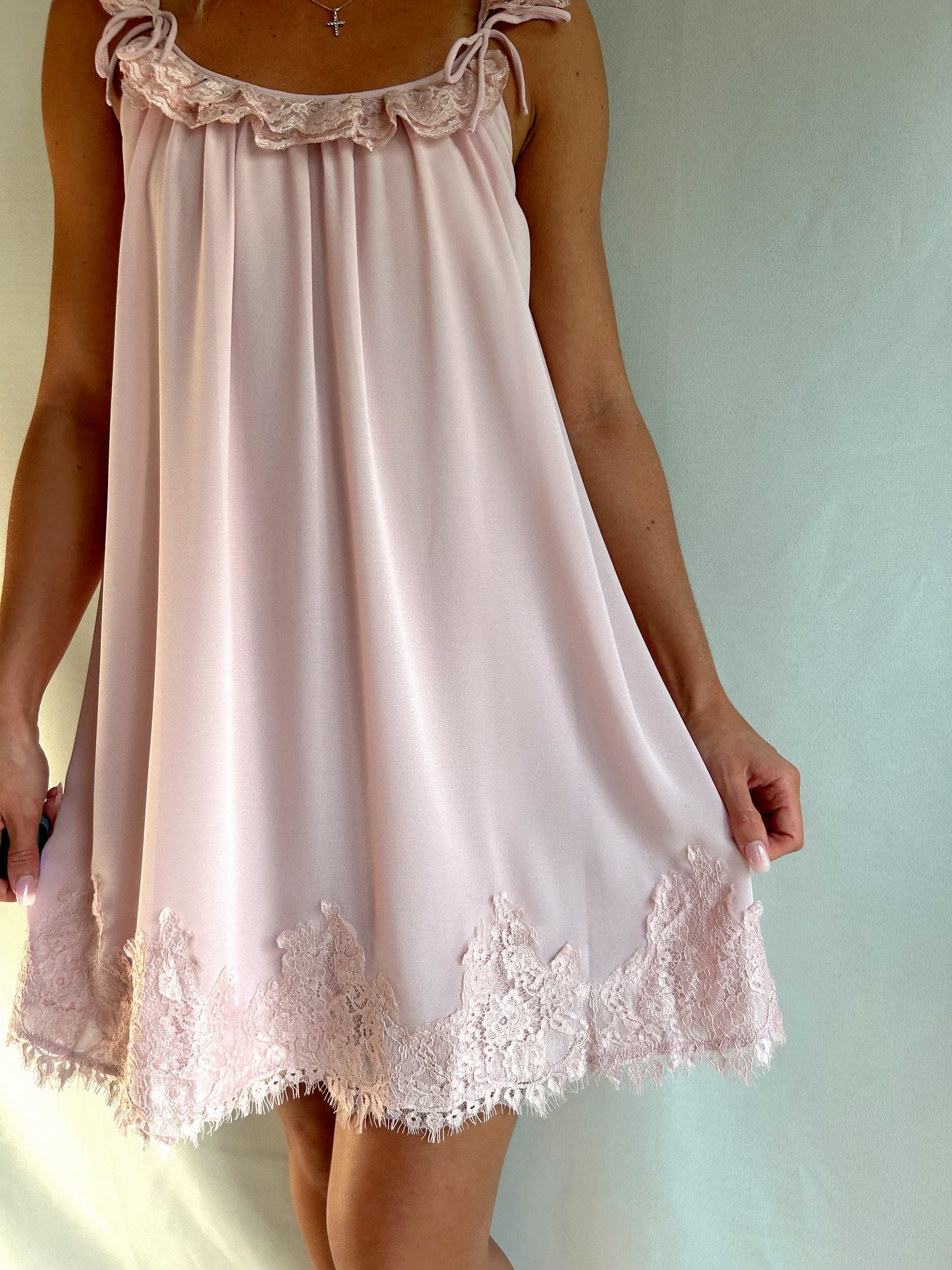 Beloved Lace-Trim Mini Dress